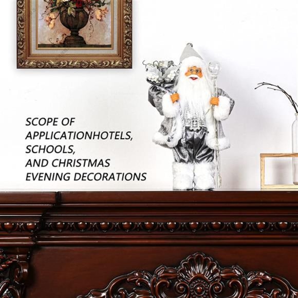 Christmas 13.8 inches Santa Claus Figurines with Lighting Walking Stick - Picture 9 of 11